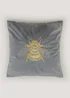 Grey Bee Embroidered Bee Cushion (43cm x 43cm) Image 1