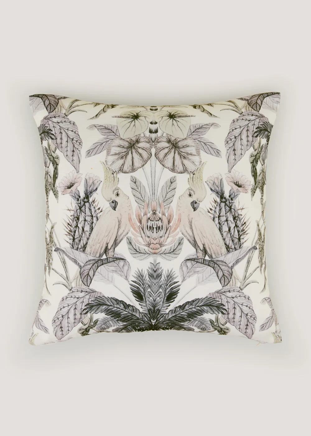 White Jungle Bird Cushion (43cm x 43cm) Image 1