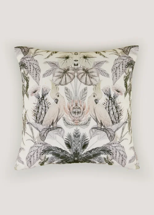 White Jungle Bird Cushion (43cm x 43cm) Image 1