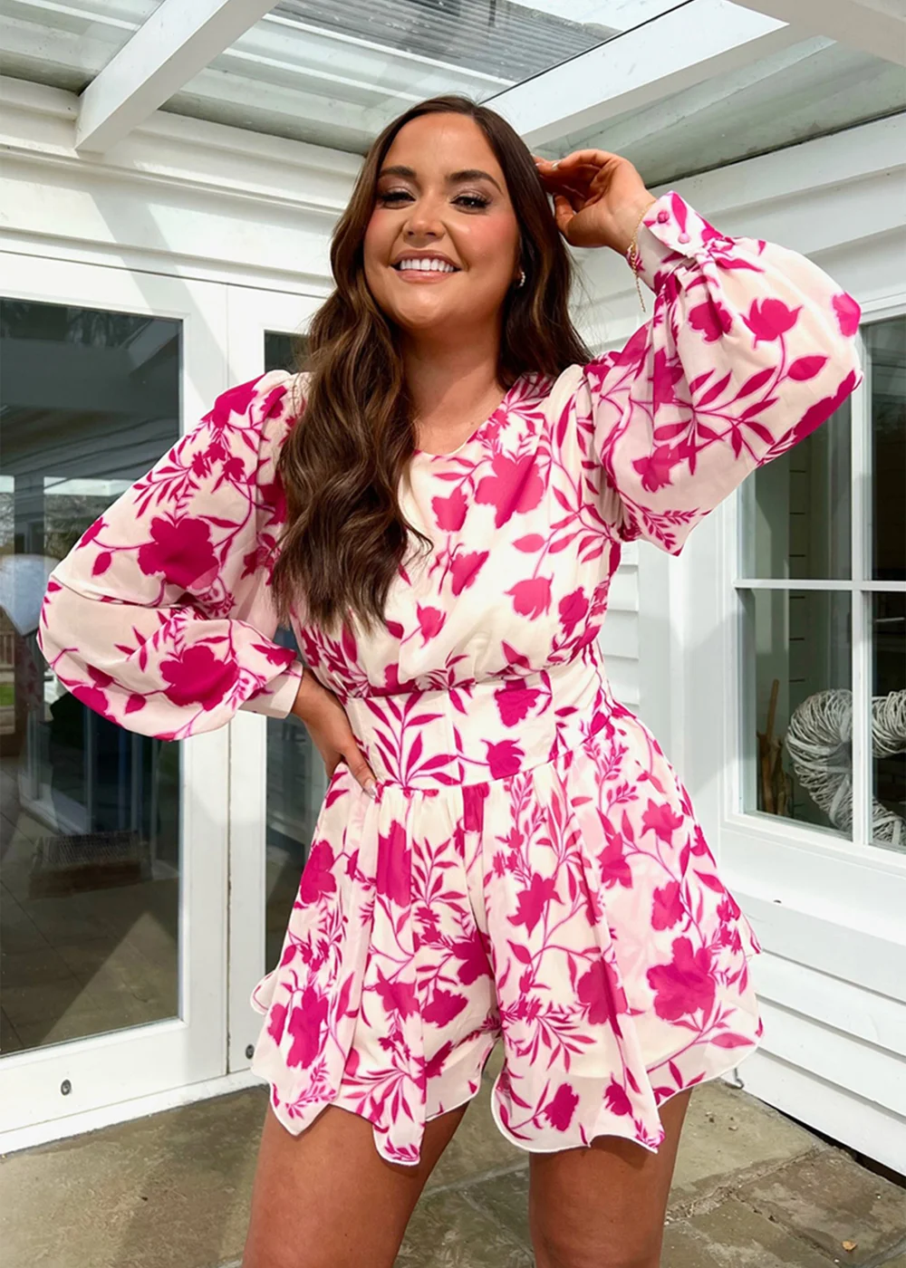 In the Style Jac Jossa Pink Floral Print Playsuit - 8 Image 1