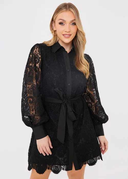 In The Style Jac Jossa Black Lace Belted Shirt Dress - 8 Image 3