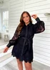 In The Style Jac Jossa Black Lace Belted Shirt Dress - 8 Image 1