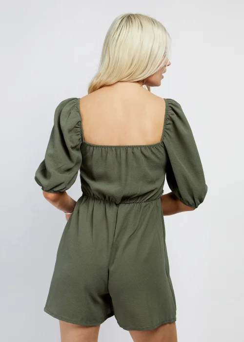 Girls on Film by Dani Dyer Khaki Tie Front Playsuit - 8 Image 2