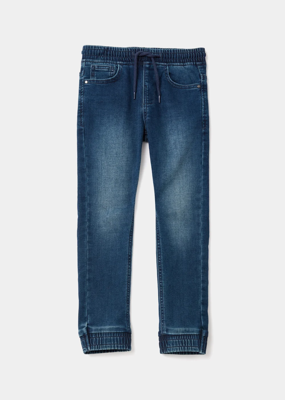 Boys Dark Wash Jersey Denim Cuffed Jeans (4-13yrs) - 8 Yrs Image 1
