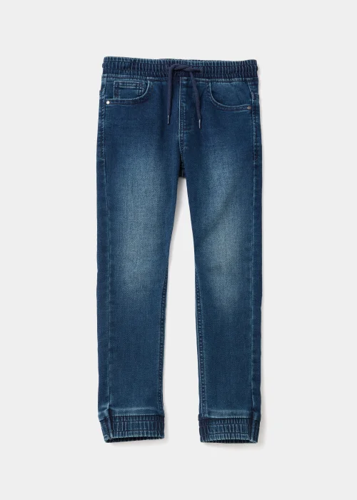 Boys Dark Wash Jersey Denim Cuffed Jeans (4-13yrs) - 8 Yrs Image 1
