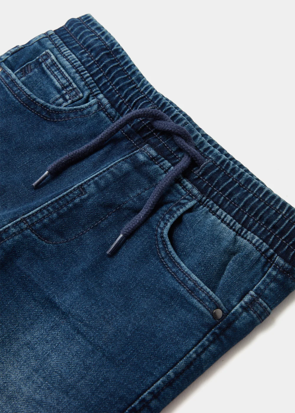 Boys Dark Wash Jersey Denim Cuffed Jeans (4-13yrs) - 8 Yrs Image 2