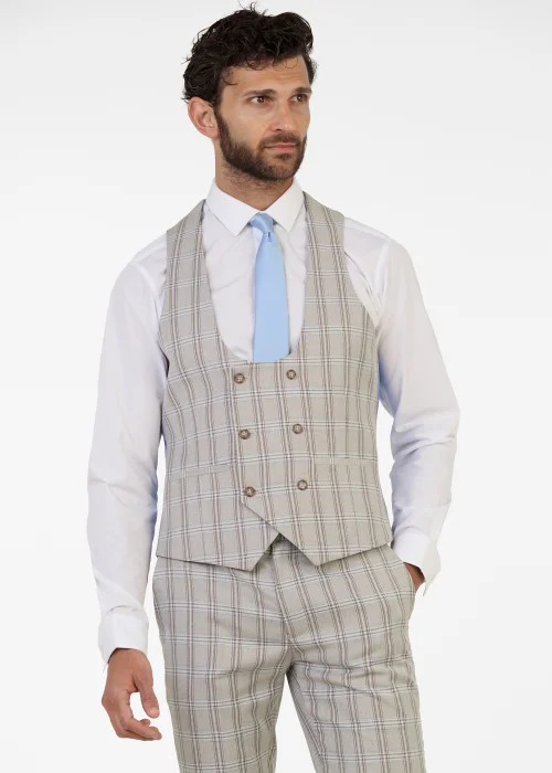 Taylor & Wright Suffolk Stone Check Waistcoat - 36 Chest Regular Image 1