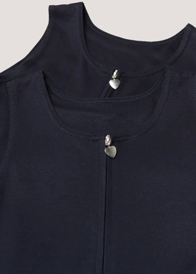 Girls 2 Pack Navy Jersey School Pinafore (3-9yrs)