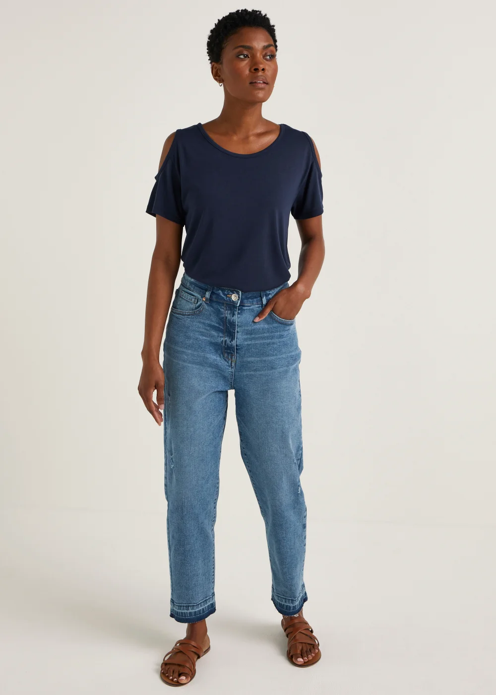 Ava Mid Wash Mom Jeans (Long Length) - 8/L33 Image 1