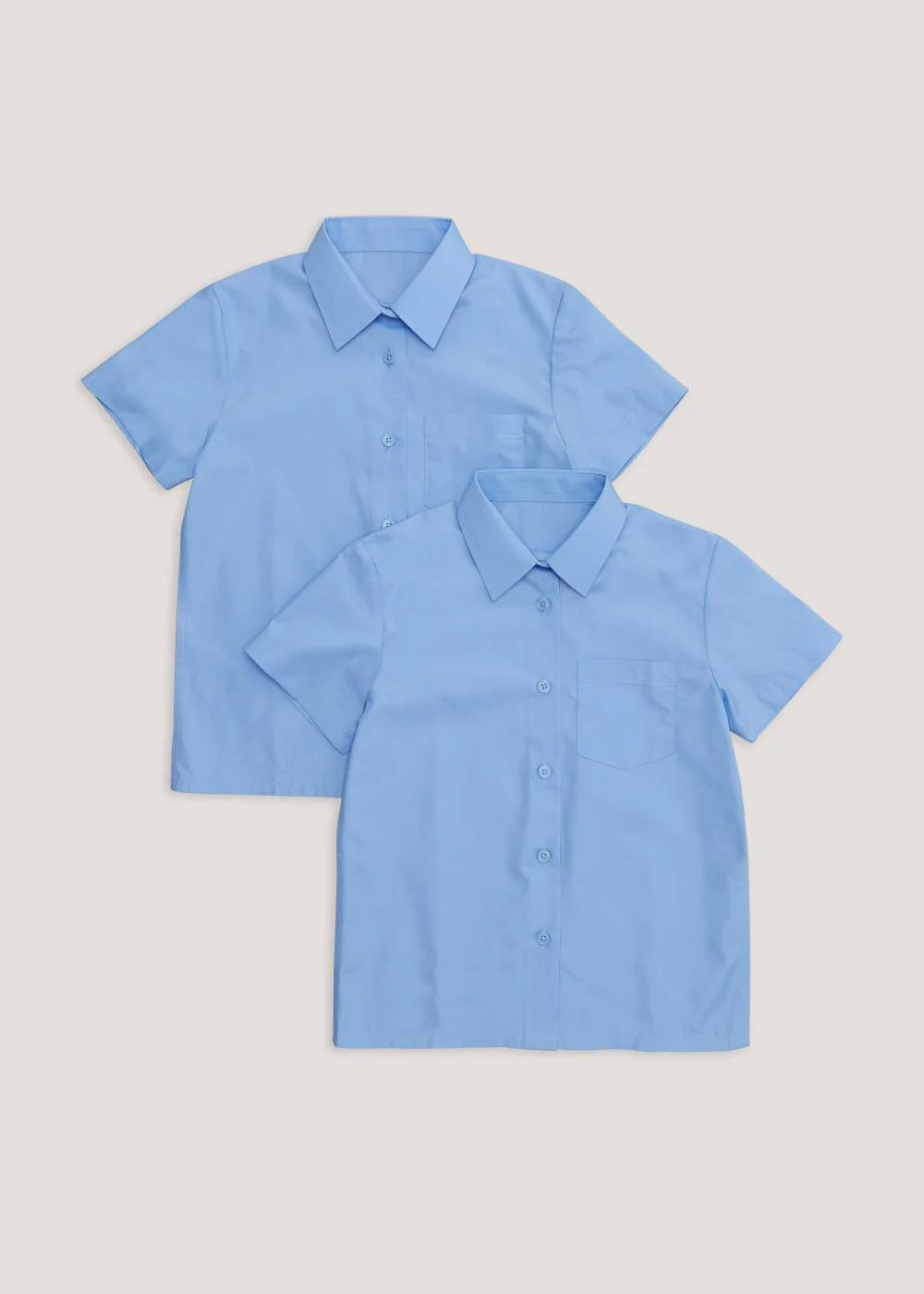 Girls 2 Pack Blue Regular Fit Short Sleeve School Blouses (4-16yrs) - 4 Yrs Image 1