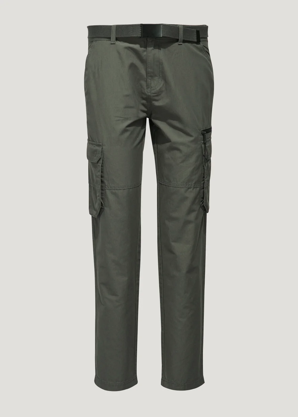 Grey Belted Straight Fit Utility Cargo Trousers - 38 Waist Long Image 5