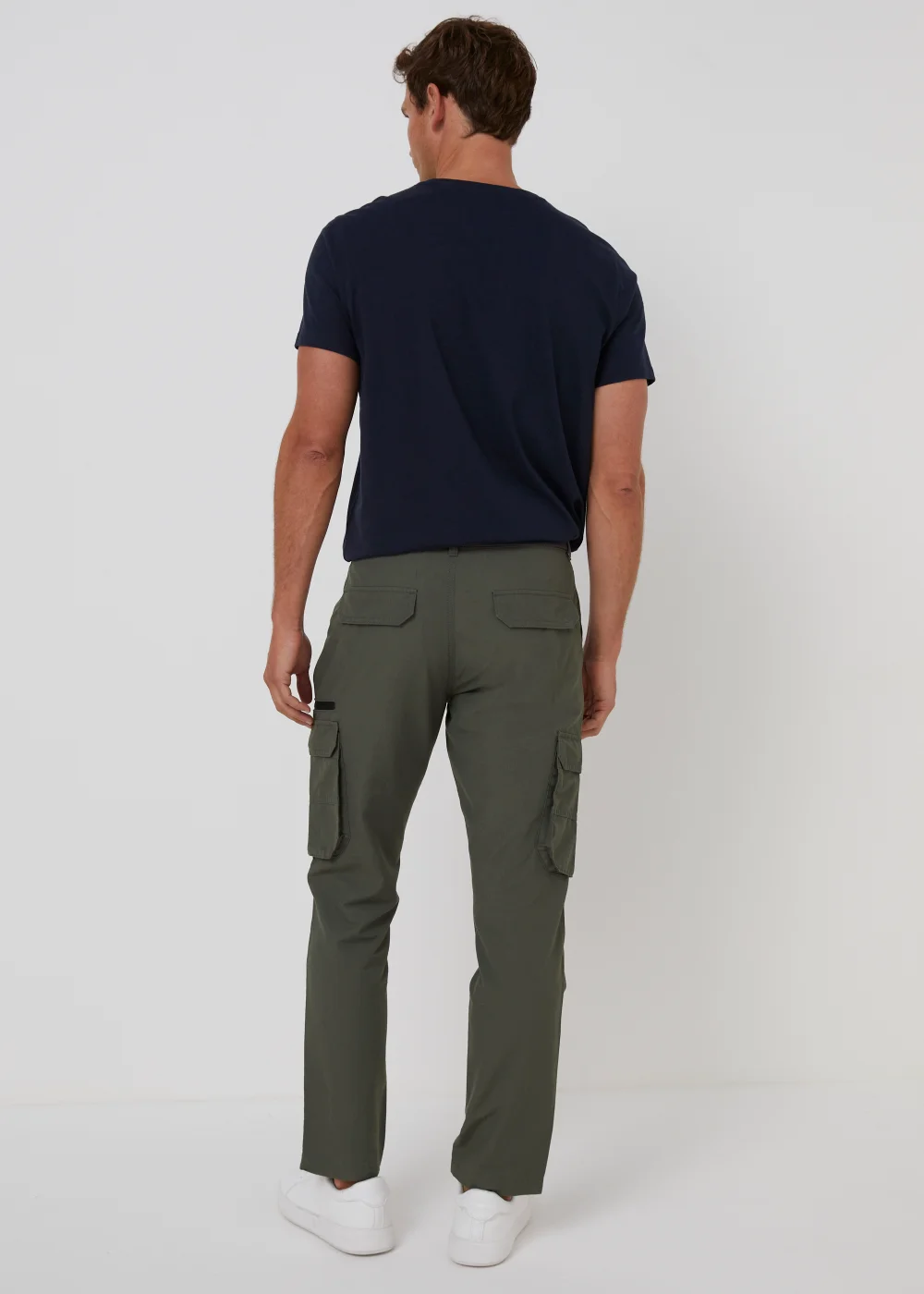 Grey Belted Straight Fit Utility Cargo Trousers - 38 Waist Long Image 2