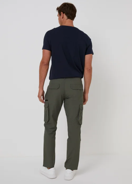 Grey Belted Straight Fit Utility Cargo Trousers - 38 Waist Long Image 2