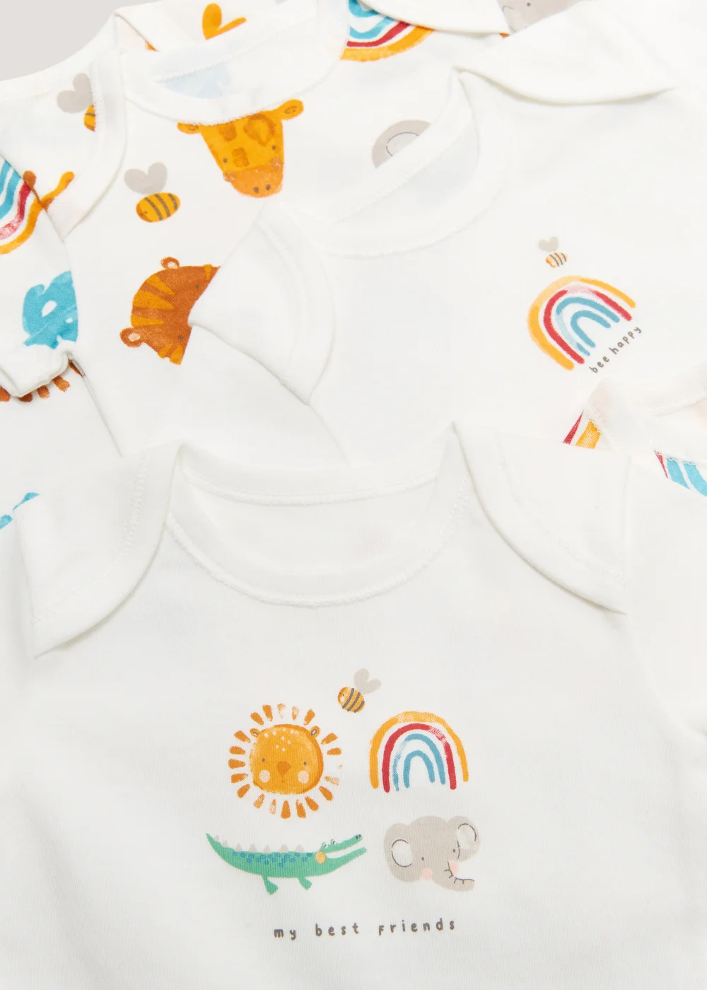 Baby 5 Pack Multicoloured Rainbow Print Bodysuits - Newborn Image 2