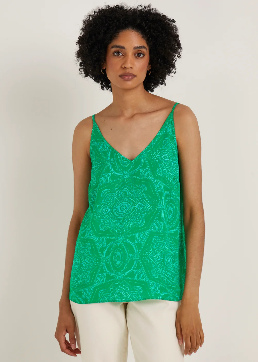 Green Tile Print Cami Top - Size 8 Image 1