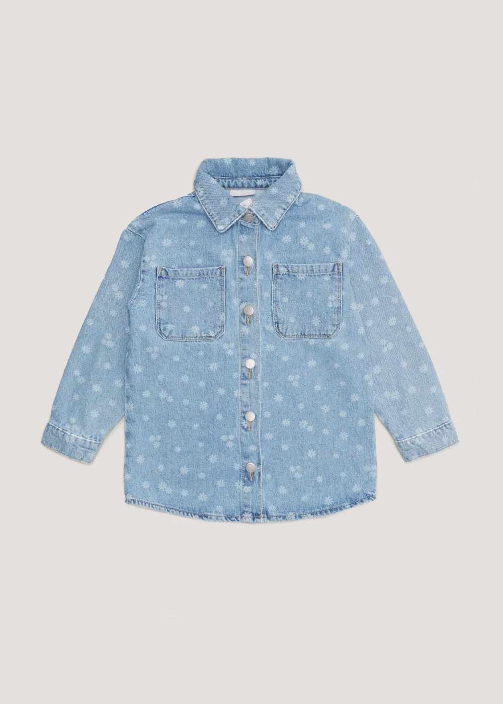 Girls Floral Denim Shacket (3-14yrs) - Age 7 Years Image 1