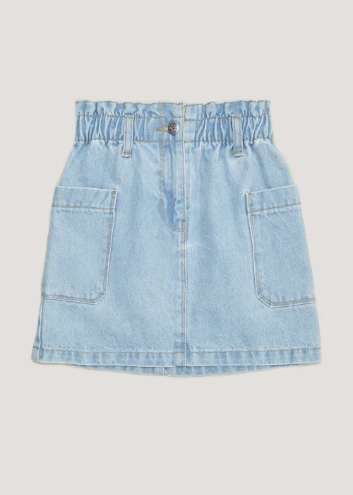 Girls Light Wash Paper Bag Denim Skirt (4-13yrs) - Age 4 Years Image 1