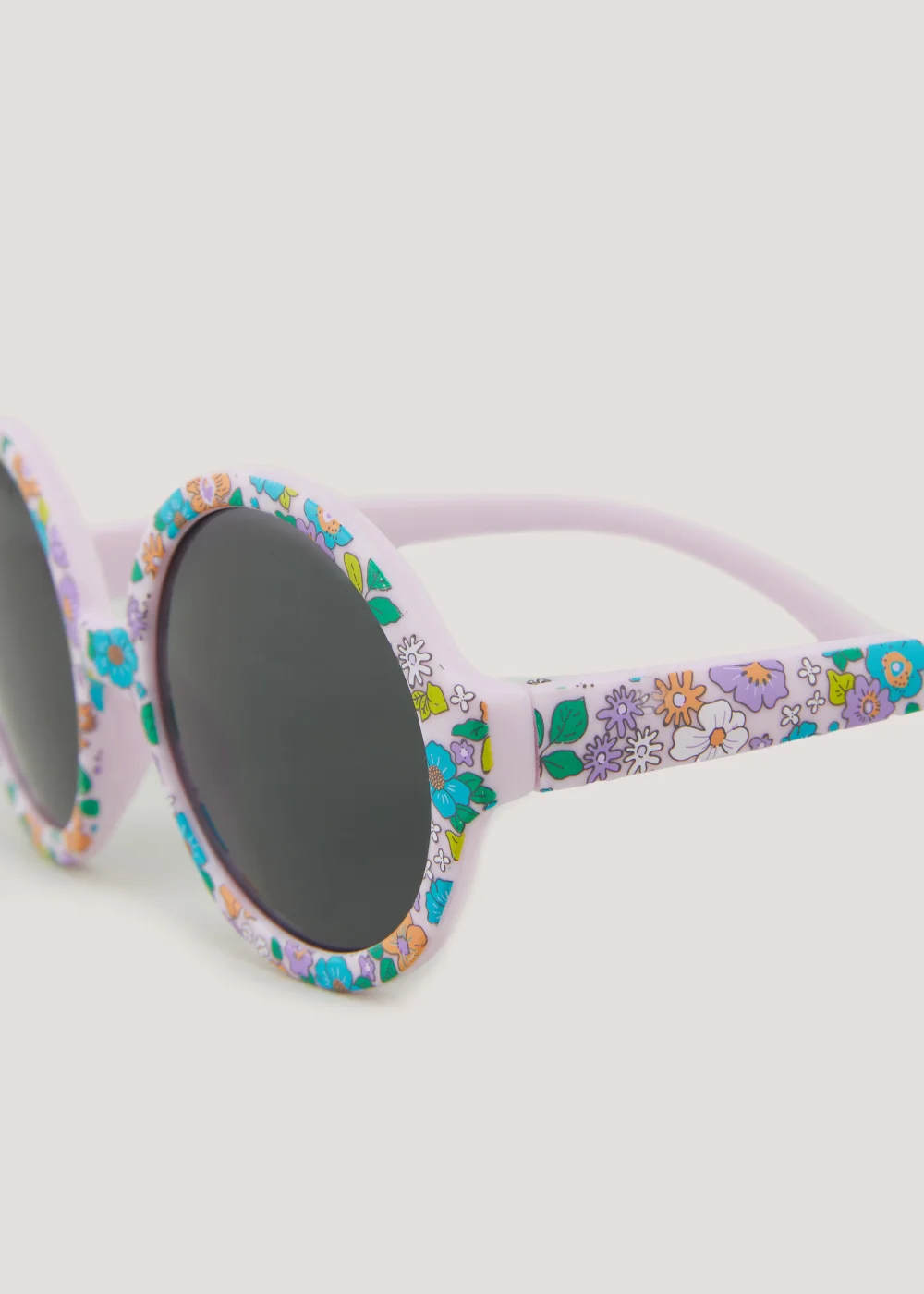 Kids Lilac Floral Print Round Sunglasses (3+yrs) - One Size Image 2