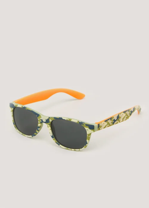 Kids Orange Camouflage Print Sunglasses (3+yrs) - One Size Image 1