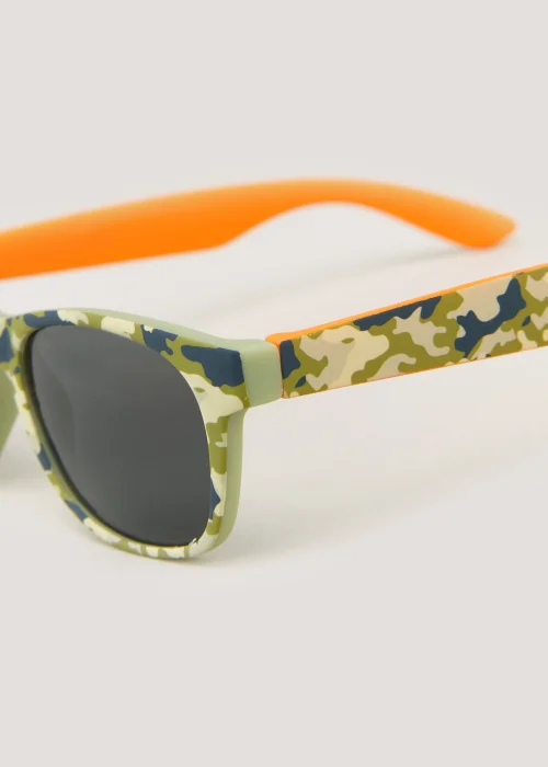 Kids Orange Camouflage Print Sunglasses (3+yrs) - One Size Image 2