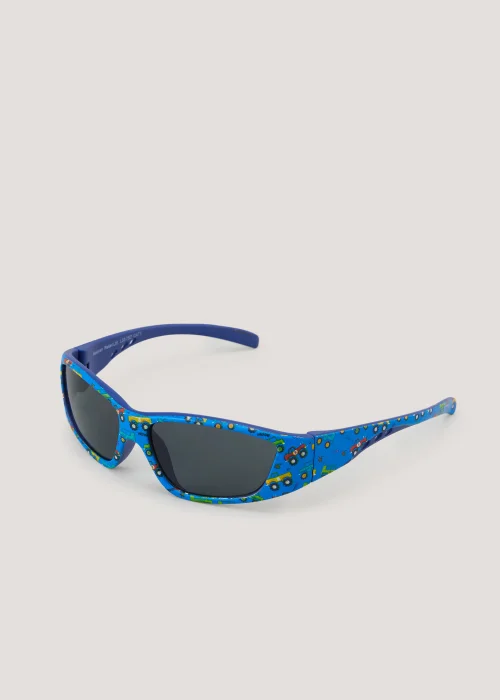 Kids Blue Car Print Wrap Sunglasses (3-10yrs) - One Size Image 1