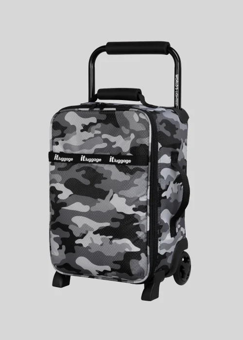 Kids IT Luggage Grey Camo World's Lightest Cabin Suitcase - Cabin Image 1