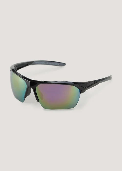 Black Sports Wrap Sunglasses - One Size Image 1