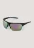 Black Sports Wrap Sunglasses - One Size Image 1