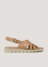 Tan Wide Fit Leather Woven Gladiator Sandals - Size 3 Image 1
