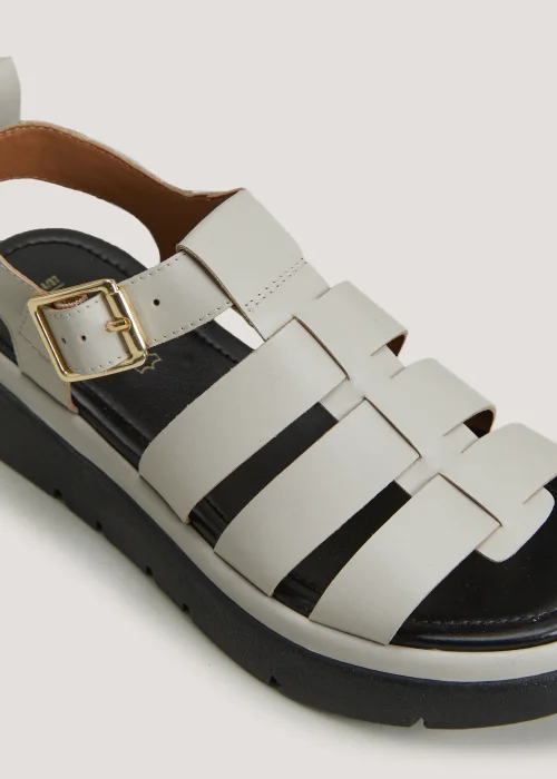 Stone Real Leather Chunky Gladiator Sandals - Size 3 Image 2