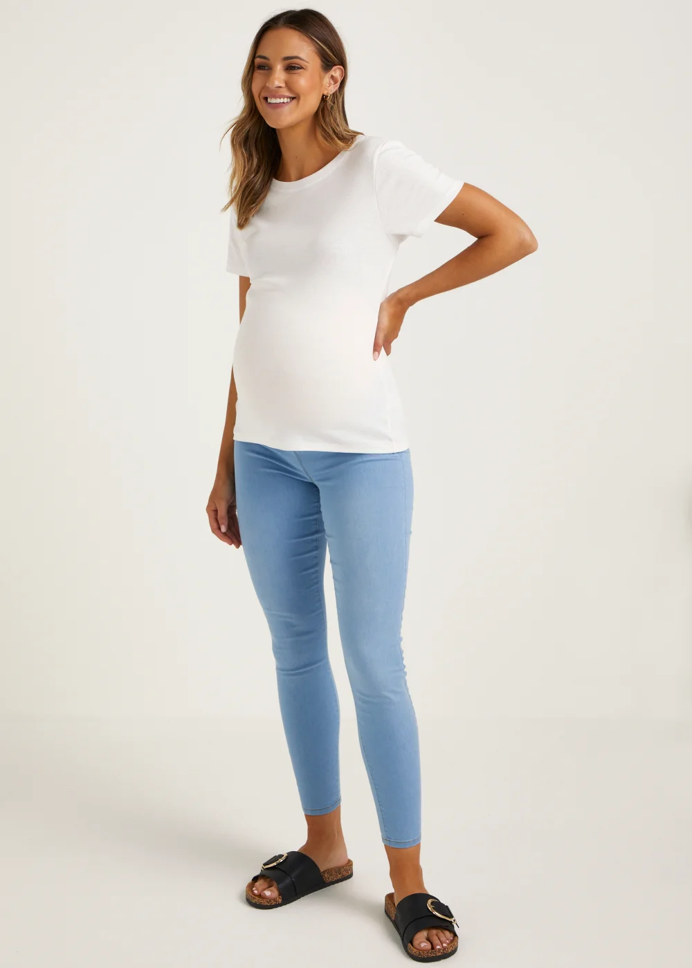 Maternity Rosie Light Wash Under The Bump Jeggings - Size 8 Image 1