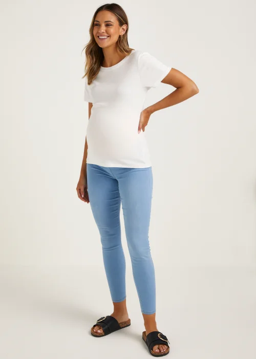 Maternity Rosie Light Wash Under The Bump Jeggings - Size 8 Image 1