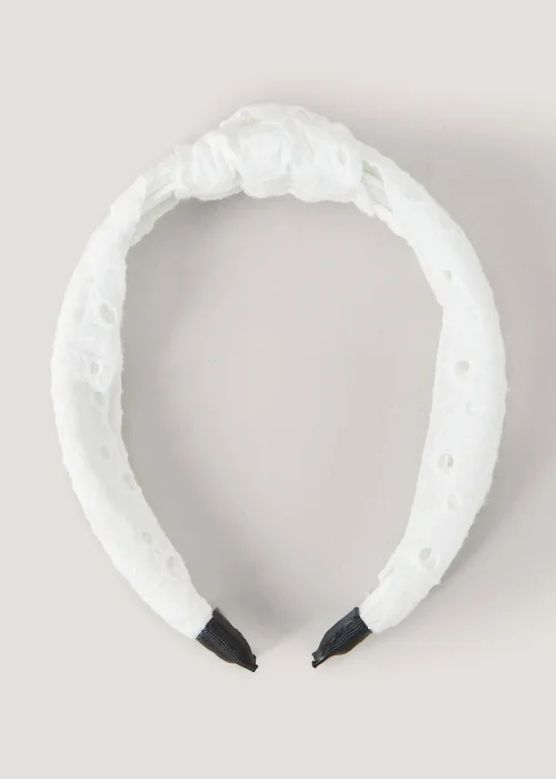 White Broidery Headband - One Size Image 1