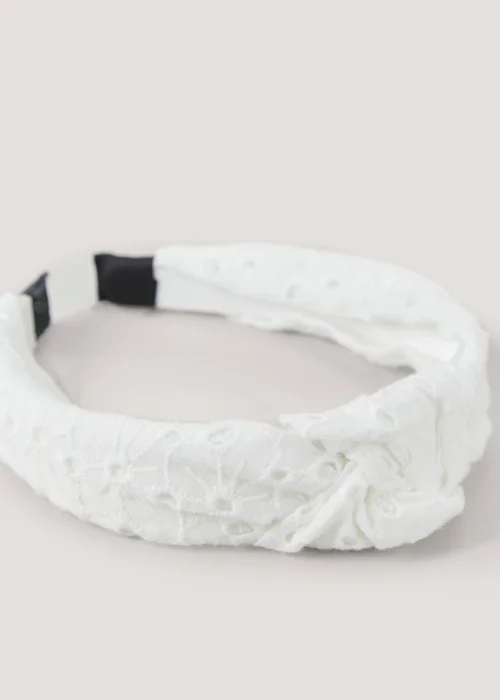 White Broidery Headband - One Size Image 2