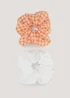2 Pack Large Plain & Gingham Scrunchies - One Size Image 1