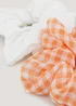 2 Pack Large Plain & Gingham Scrunchies - One Size Image 2
