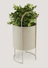 Cream Metal Planter with Woven Handles (36.5cm x 18.5cm x 18cm) Image 2