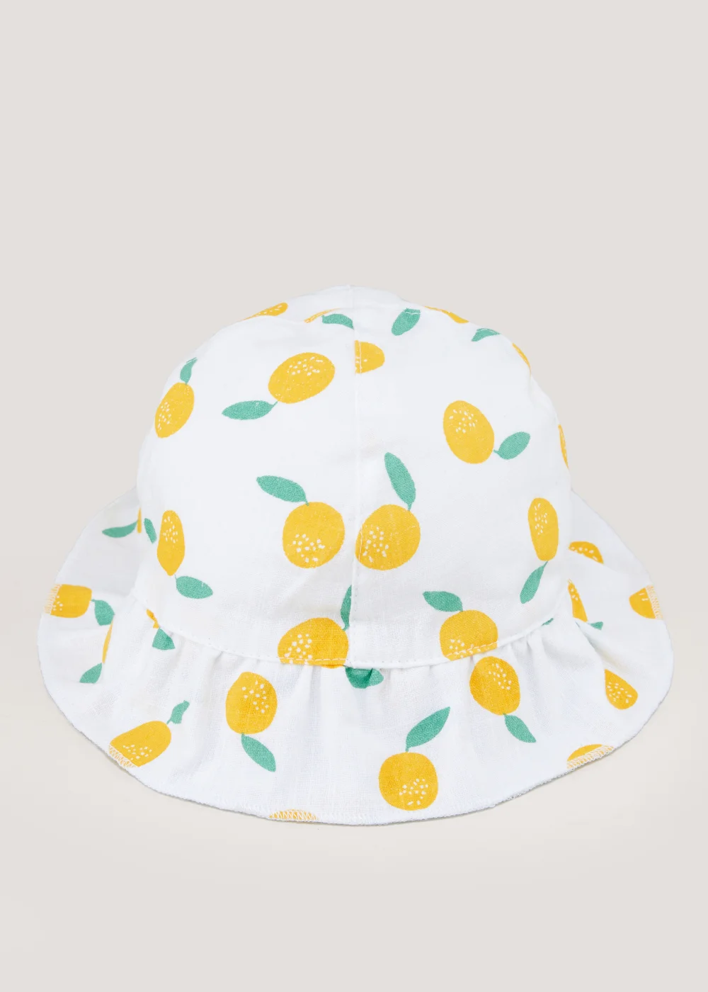White Lemon Print Baby Sun Hat (Newborn-24mths) - Age 0 - 3 Months Image 1