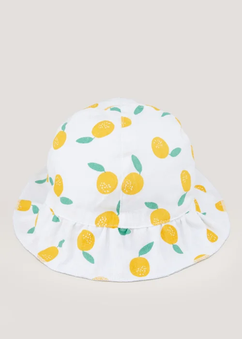 White Lemon Print Baby Sun Hat (Newborn-24mths) - Age 0 - 3 Months Image 1