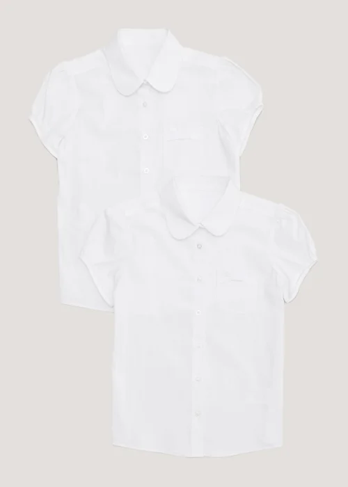 Girls 2 Pack White Stretch School Blouses (3-13yrs) - 3 Yrs Image 1