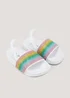 Girls White Rainbow Diamante Sliders (Younger 4-9) - Size 4 Infants Image 1