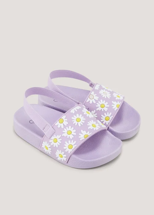 Girls Lilac Flower Sliders (Younger 4-9) - Size 4 Infants Image 1