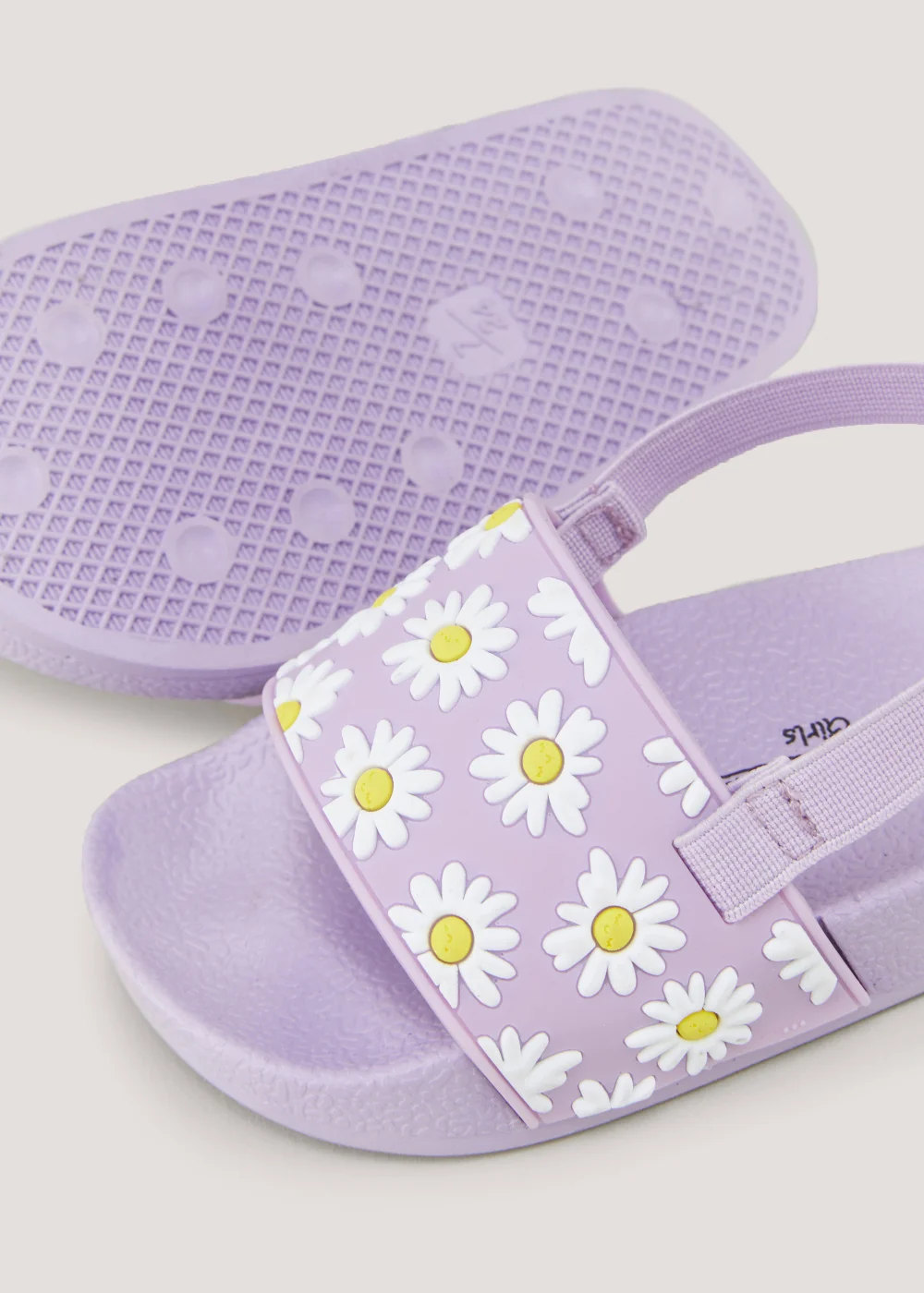 Girls Lilac Flower Sliders (Younger 4-9) - Size 4 Infants Image 2