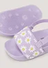 Girls Lilac Flower Sliders (Younger 4-9) - Size 4 Infants Image 2