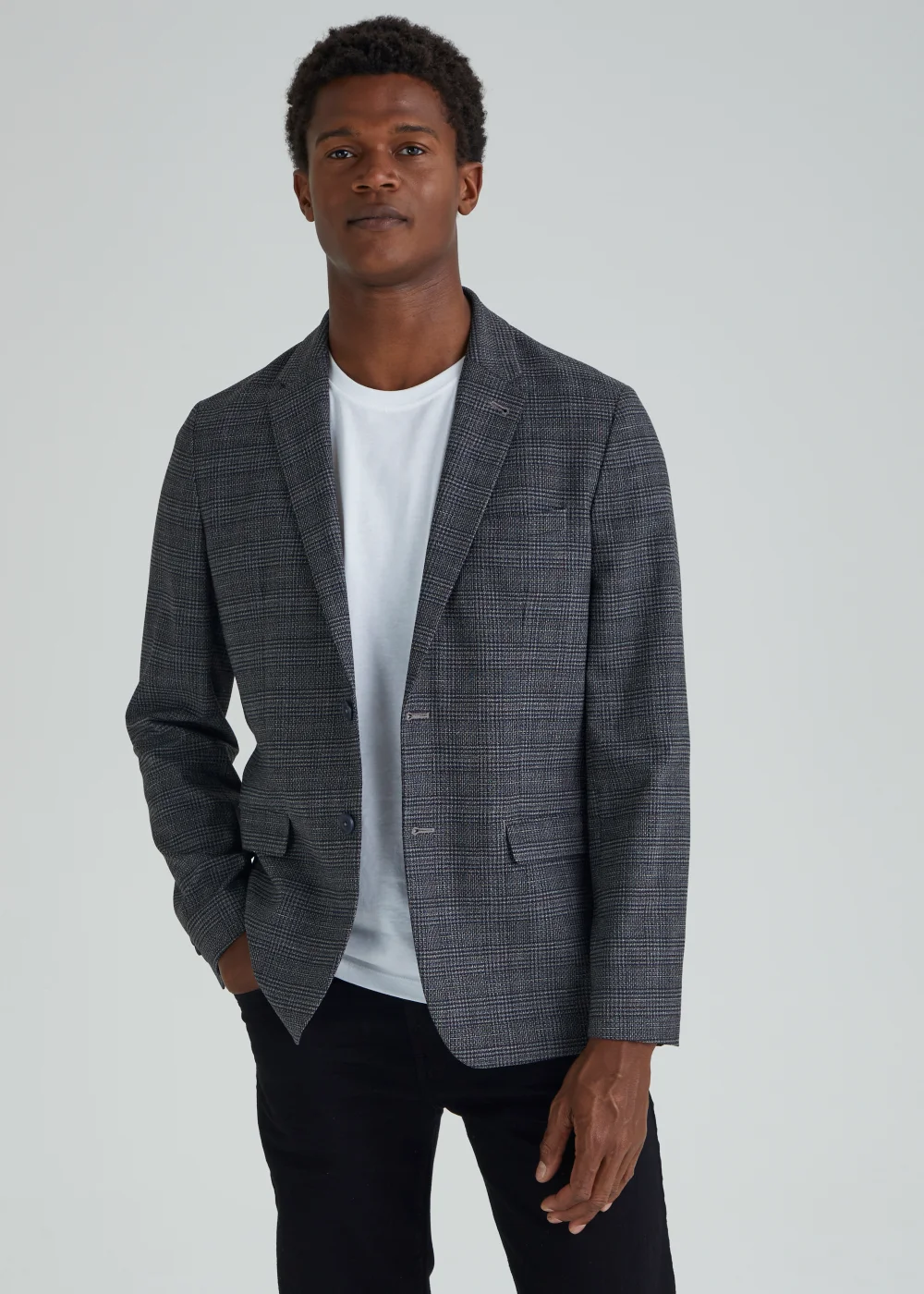 Taylor & Wright Wilson Navy Check Suit Jacket - 38 Chest Regular Image 1