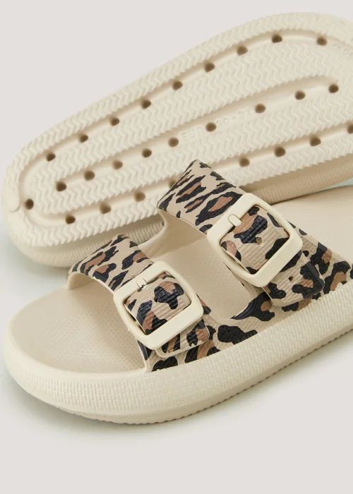 Girls Leopard Print Buckle Chunky Sliders (Younger 10-Older 5) - 1 Image 2