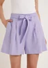 Be Beau Lilac Linen Blend Tie Waist Paperbag Shorts - 8 Image 1