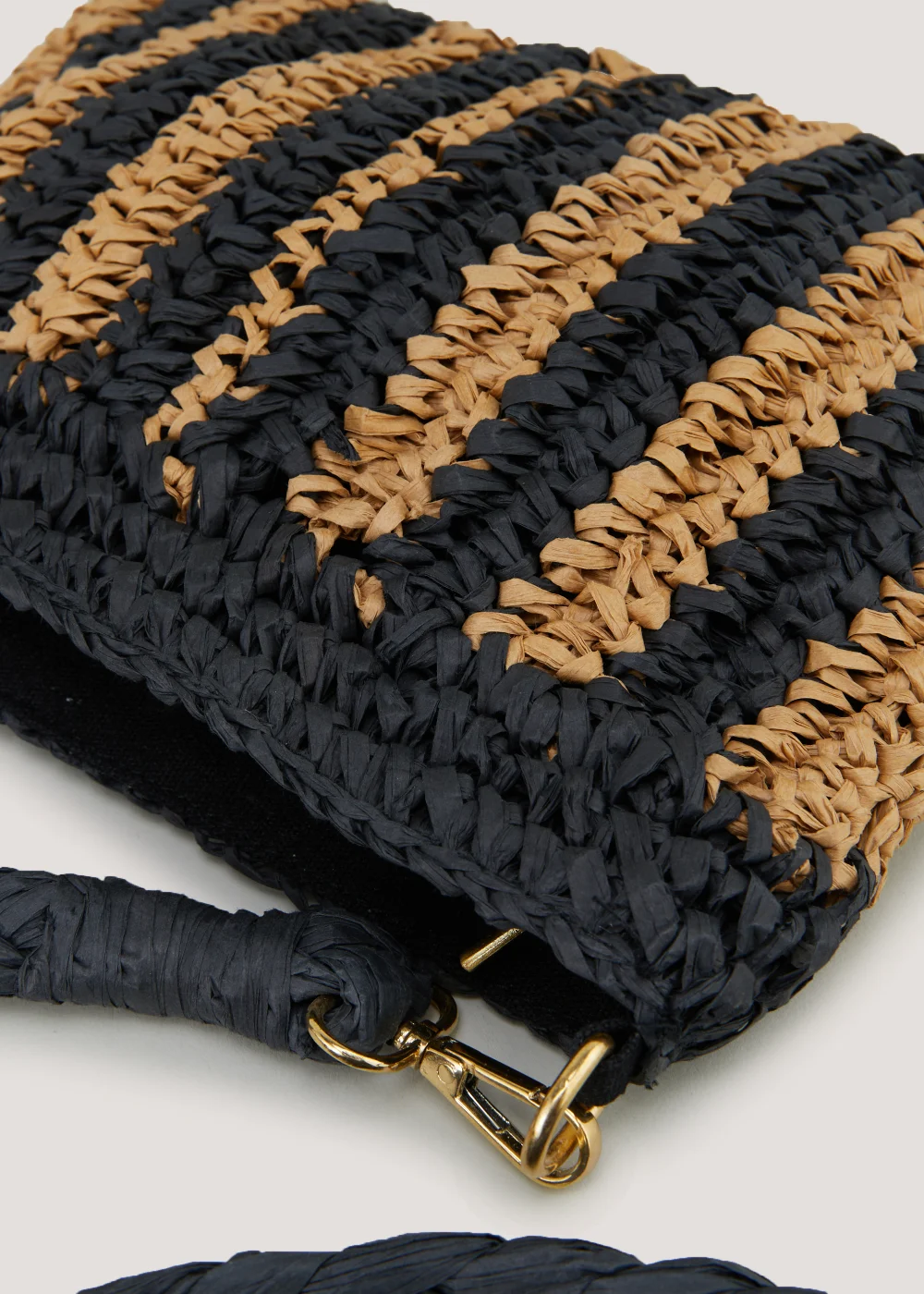 Black & Brown Straw Clutch Bag - One Size Image 4