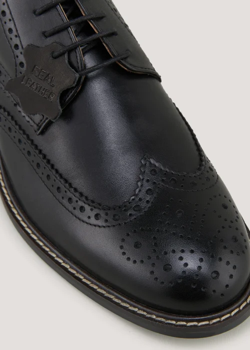Black Real Leather Brogues - 6 Image 2