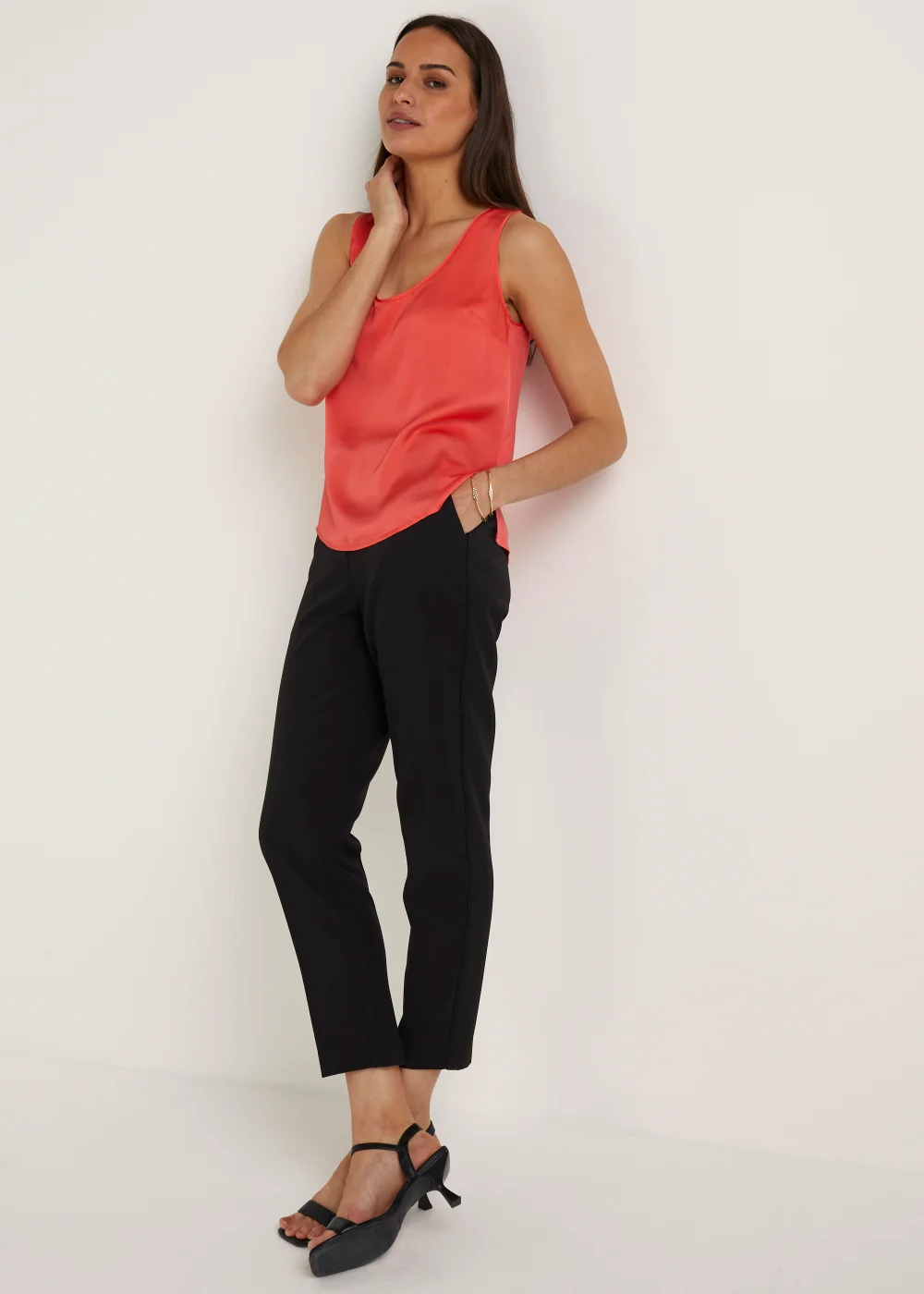 Et Vous Coral Satin Vest Top - Size 8 Image 4